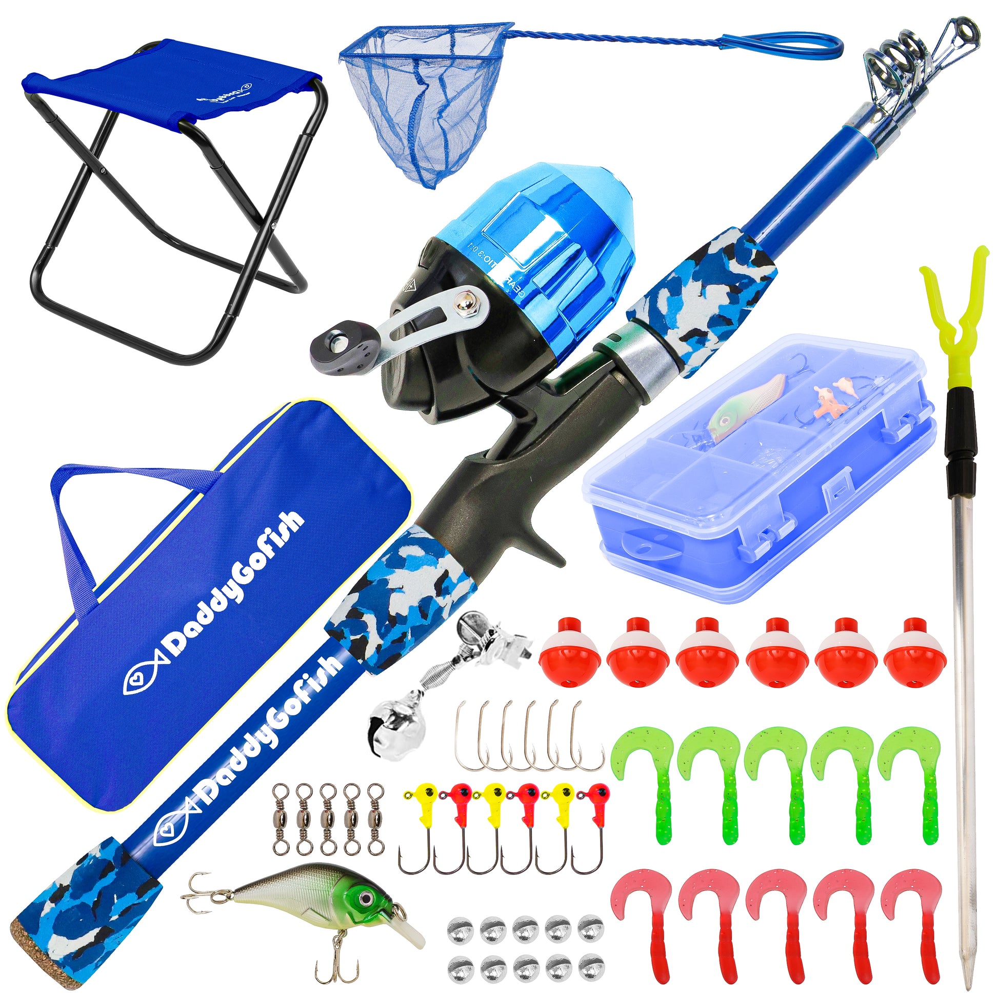LEOFISHING Portable Kids Fishing Rod Set 2Pack Telescopic Fishing