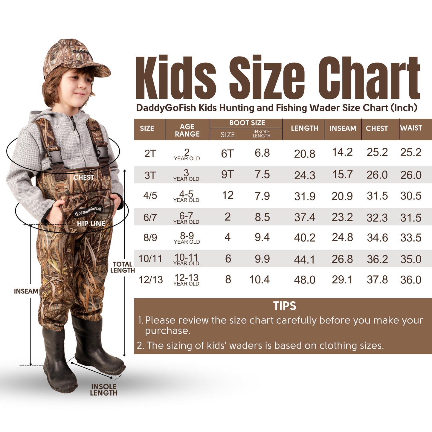 Neoprene Chest Waders for Kids and Adults, BootFoot, Fishing & Hunting with a Camouflage Caps, and a Wader Hanger