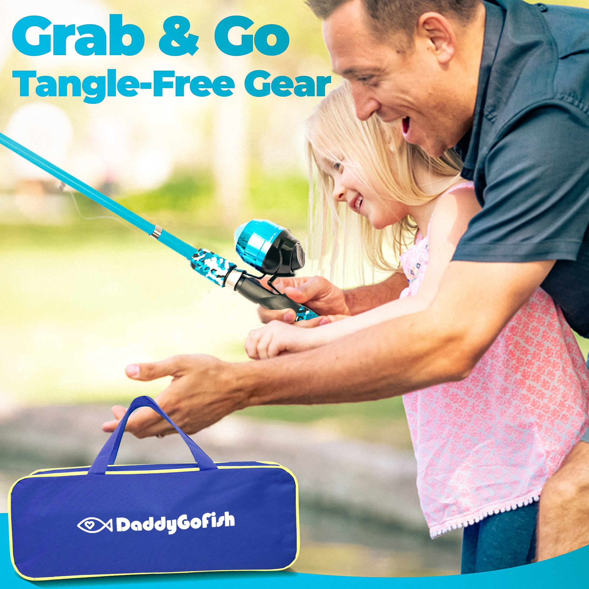 DaddyGoFish Kids Fishing Net - Ultralight Telescopic Landing Net Bait Pouch  for Catching Fish Frog Minnow Cricket Butterfly at Water Beach Lake Pond